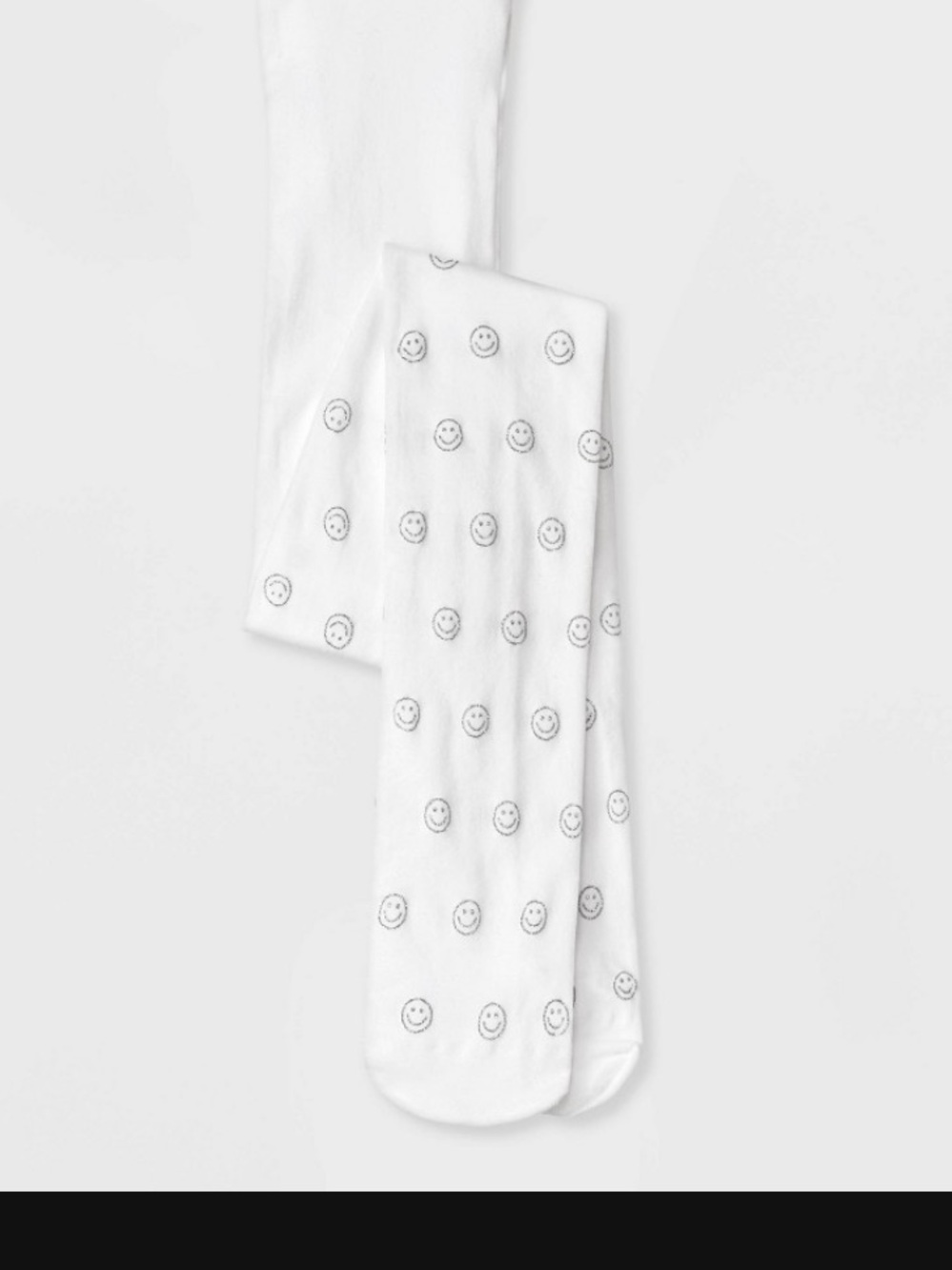White Smiley Pattern  Footed Tights